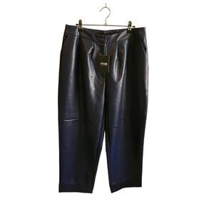StyleWe Faux Leather Pants Womens XL Navy Blue  Oversized Retro Dark Edgy Fit